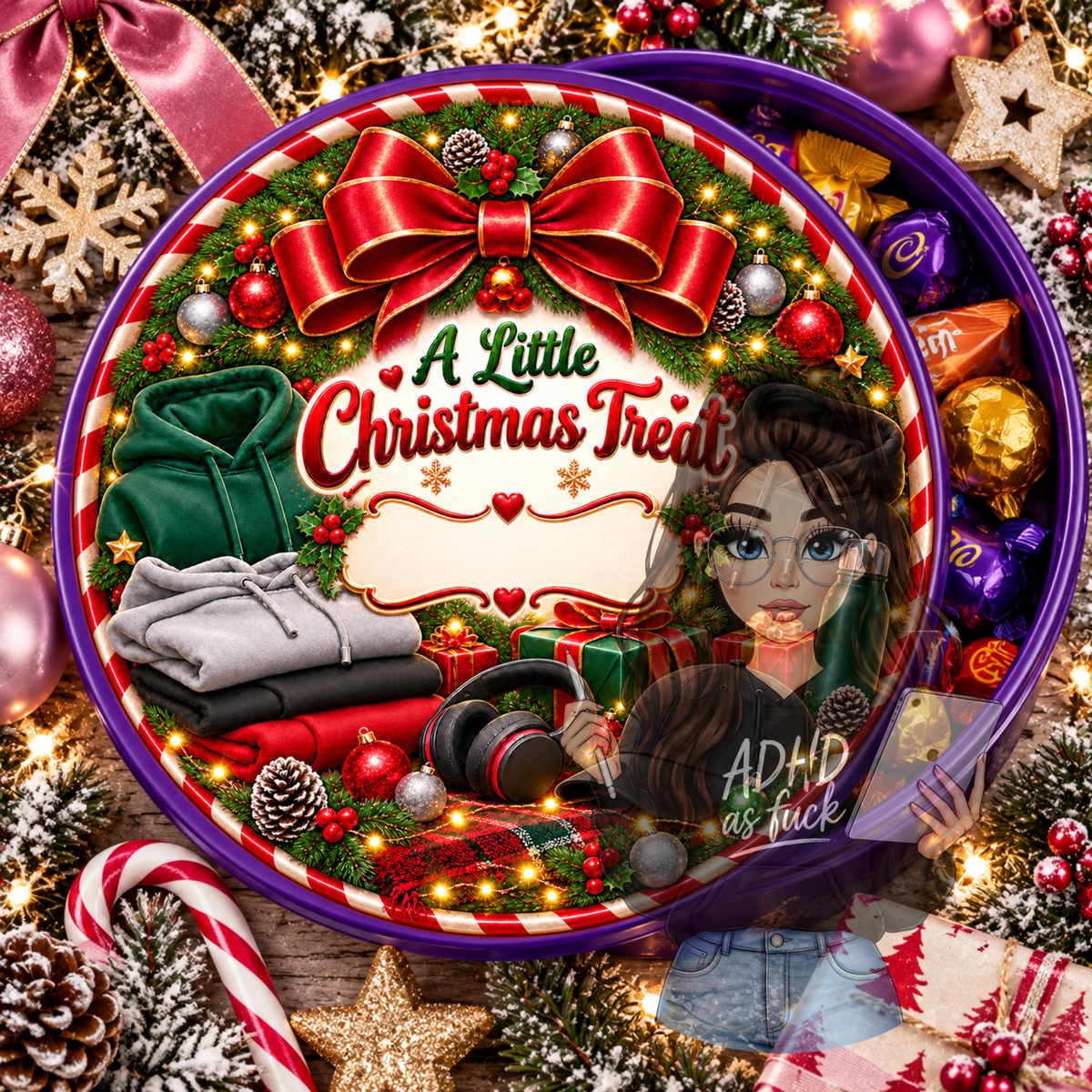 Teen Christmas Treat Topper Sticker PNG Bundle – Set of 10 | Personalised Christmas Chocolate Tub Designs | Digital Download