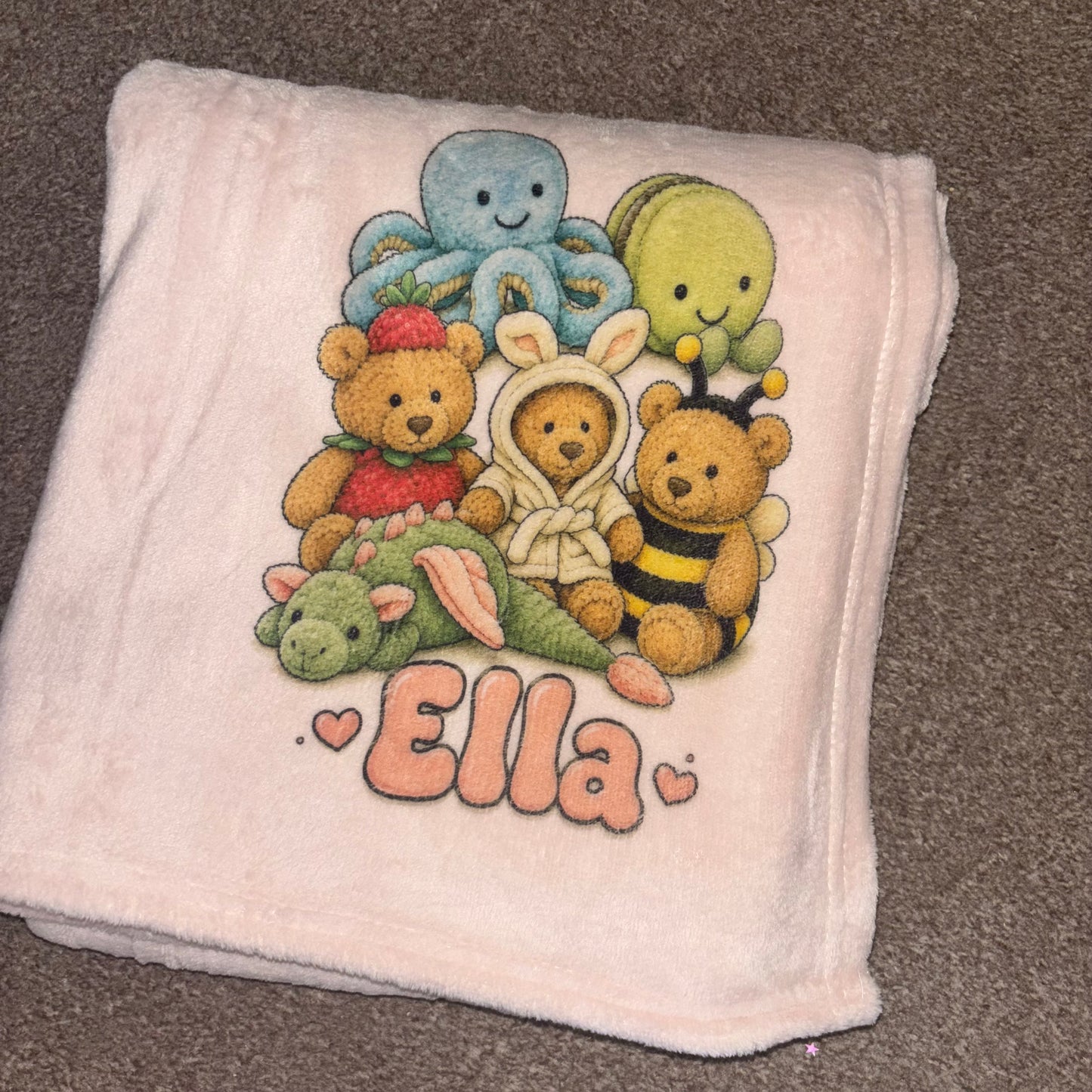 Personalised Jellycat Inspired Plush Blanket | Custom Name Baby Blanket 150x120cm | Soft Fleece Baby Gift | Personalised Teddy Blanket | New Baby Gift | Baby Shower Present