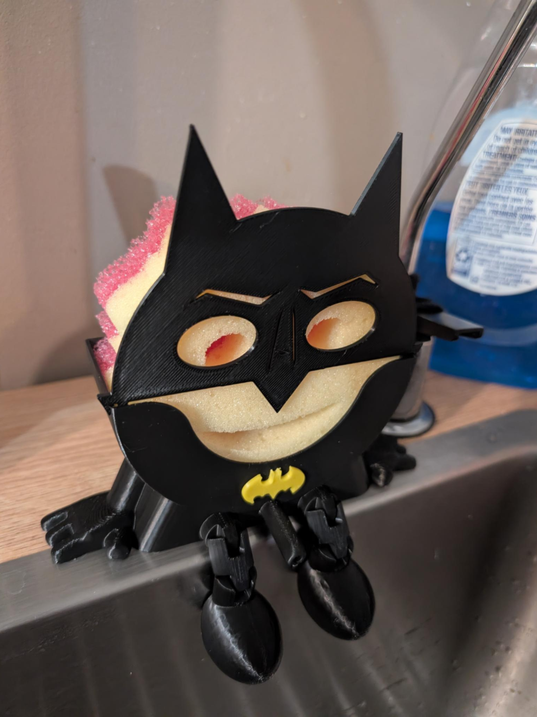 Printed Superhero Scrub Daddy Holder – Kitchen Sponge Sink Buddy – Fun Sink Organiser – Handmade Holder