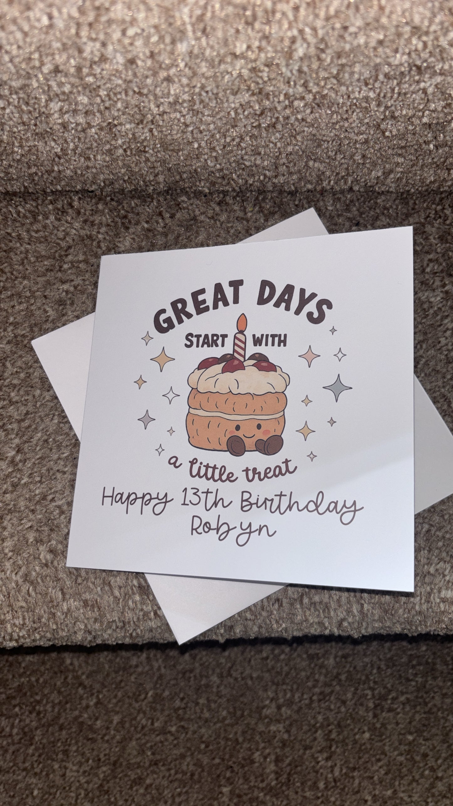 Personalised Jellycat Inspired Birthday Card | Custom Name Card | Cute Birthday Treat Card | 6x6 Inch Greeting Card | Jellycat Style Birthday Card