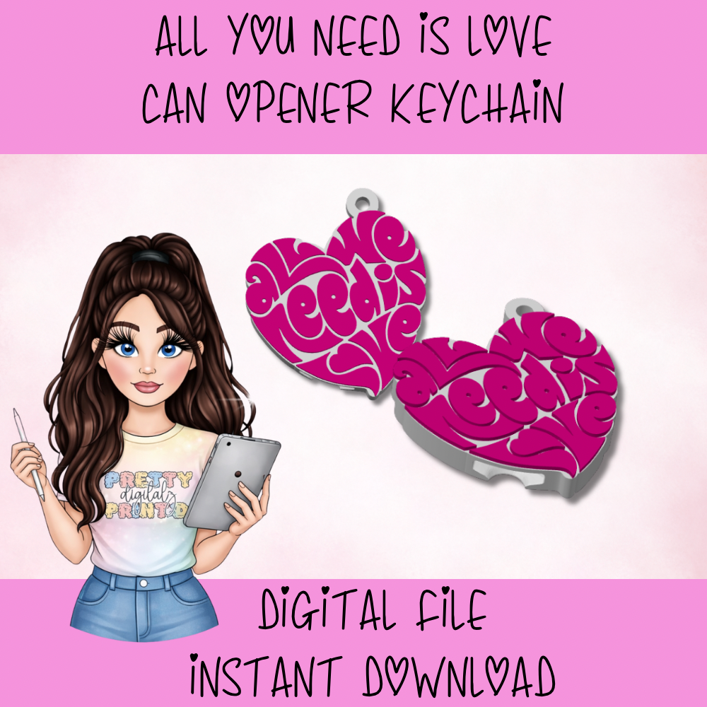 Love Can Opener Keychain STL File – Funny 3D Print Keyring (Instant Download)