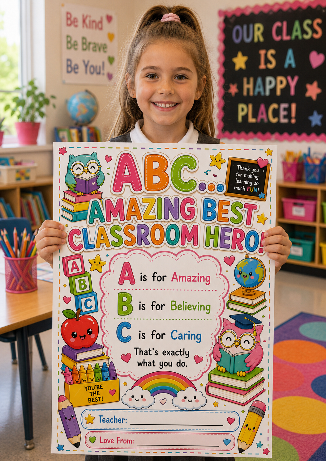 Pay What You Can Afford |Personalised Teacher Appreciation Print | Thank You Teacher Gift | End of School Year Keepsake | Nursery Teacher Present | A4 Glossy Photo Print