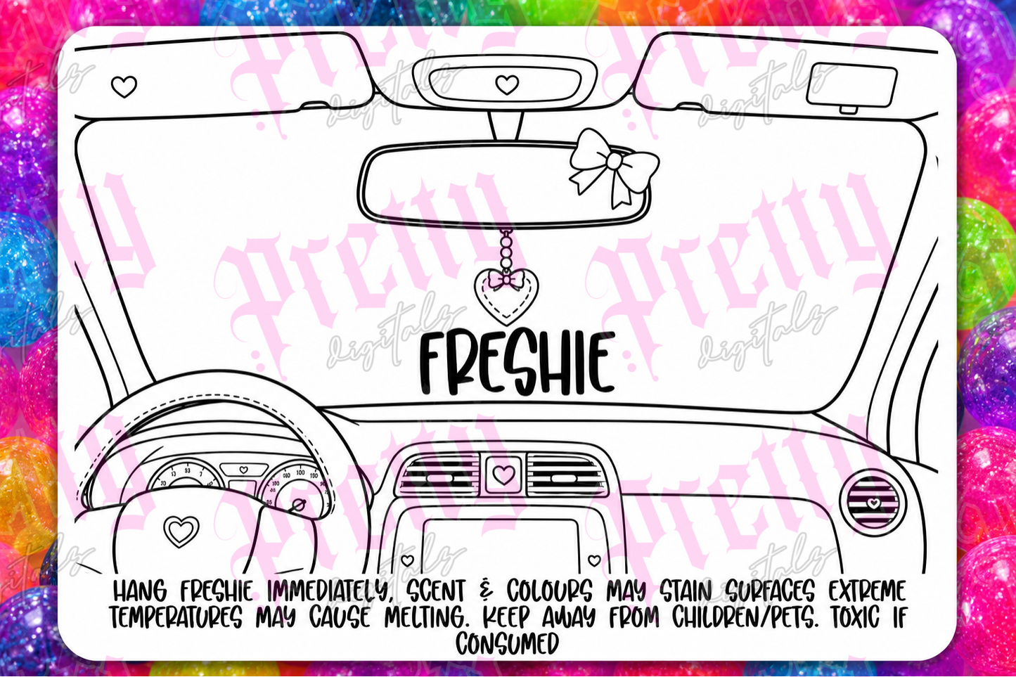 Freshie Packaging Label Templates | Cute Bow Thermal Labels | Car Air Freshener Care Cards | Instant Download PNG