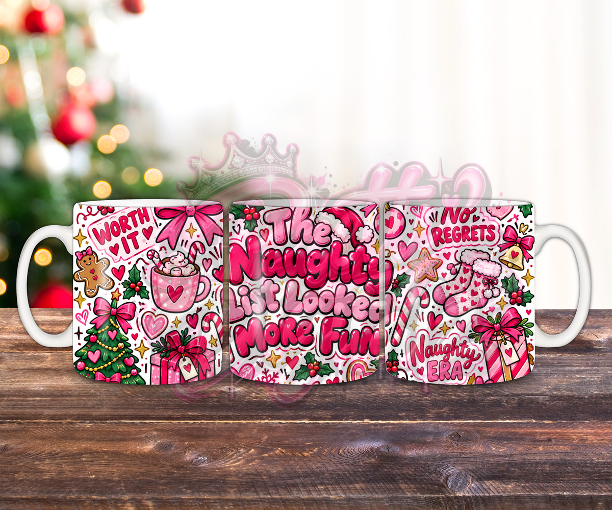 Funny Christmas Mug Wrap Bundle | 10 Pink Girly Christmas Sublimation Designs | 11oz Mug PNG Digital Download