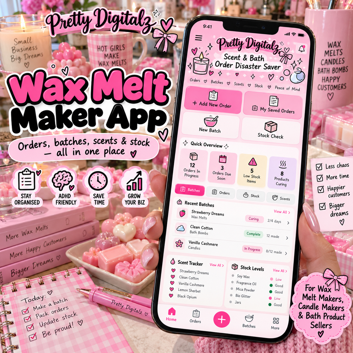 Scent & Bath Order Disaster Saver App | Wax Melt, Candle & Bath Product Business Organiser