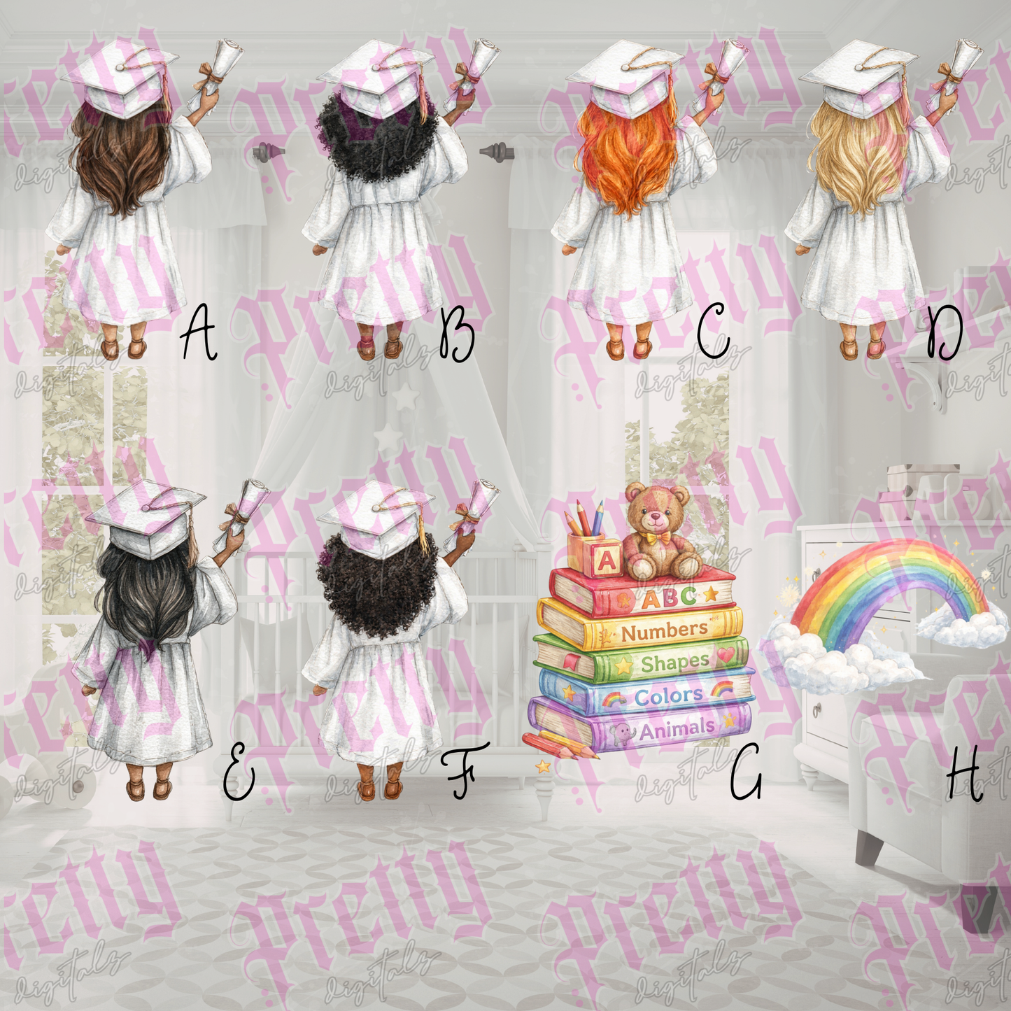 Nursery graduate clipart set png digital download