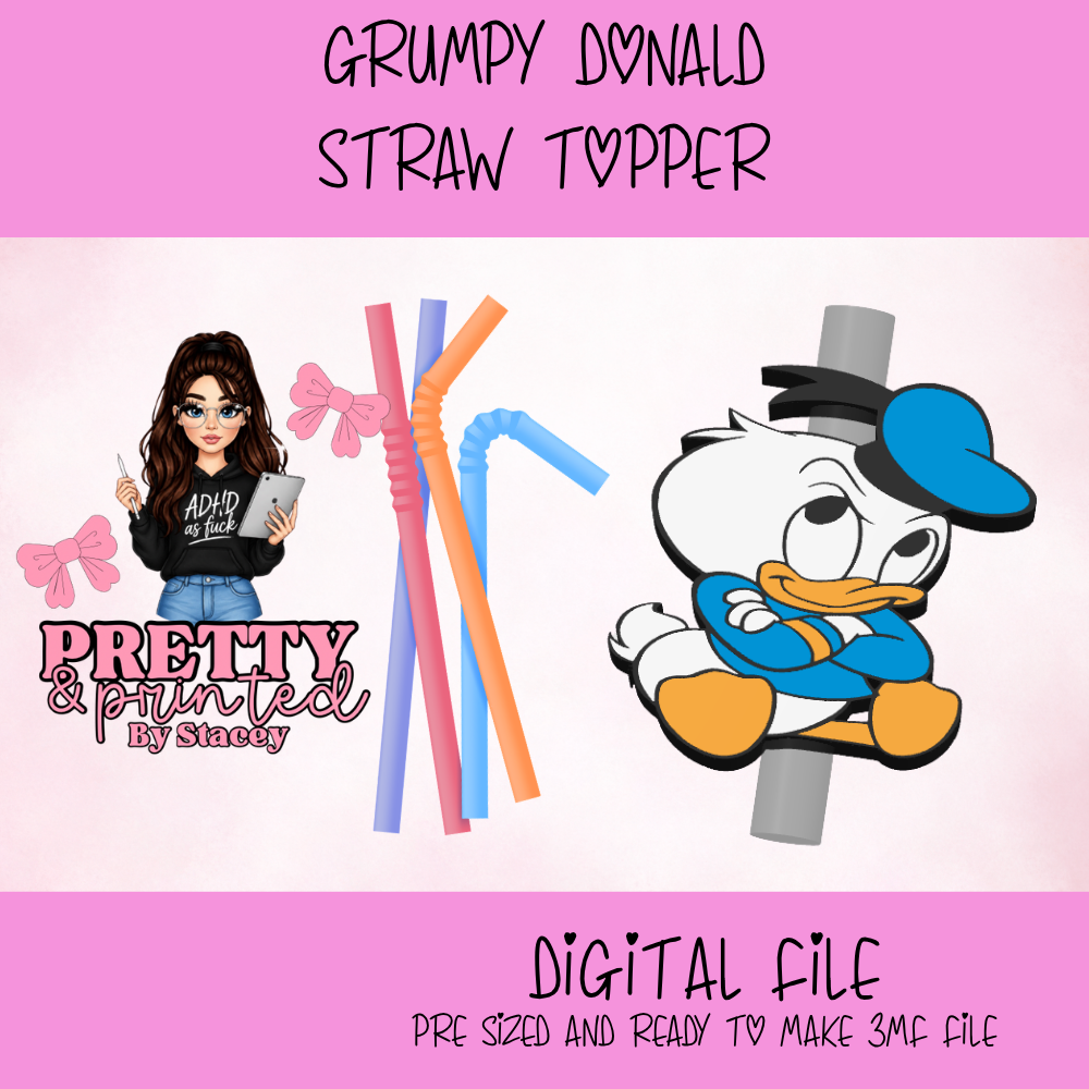 Grumpy Donald Straw Topper STL File | 3D Print Straw Charm Digital Download | Instant STL Download