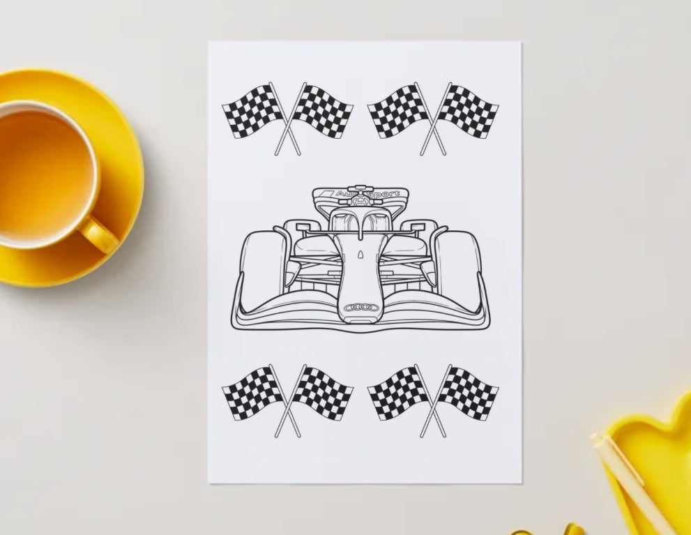 F1 colouring book newbie pdf digital download