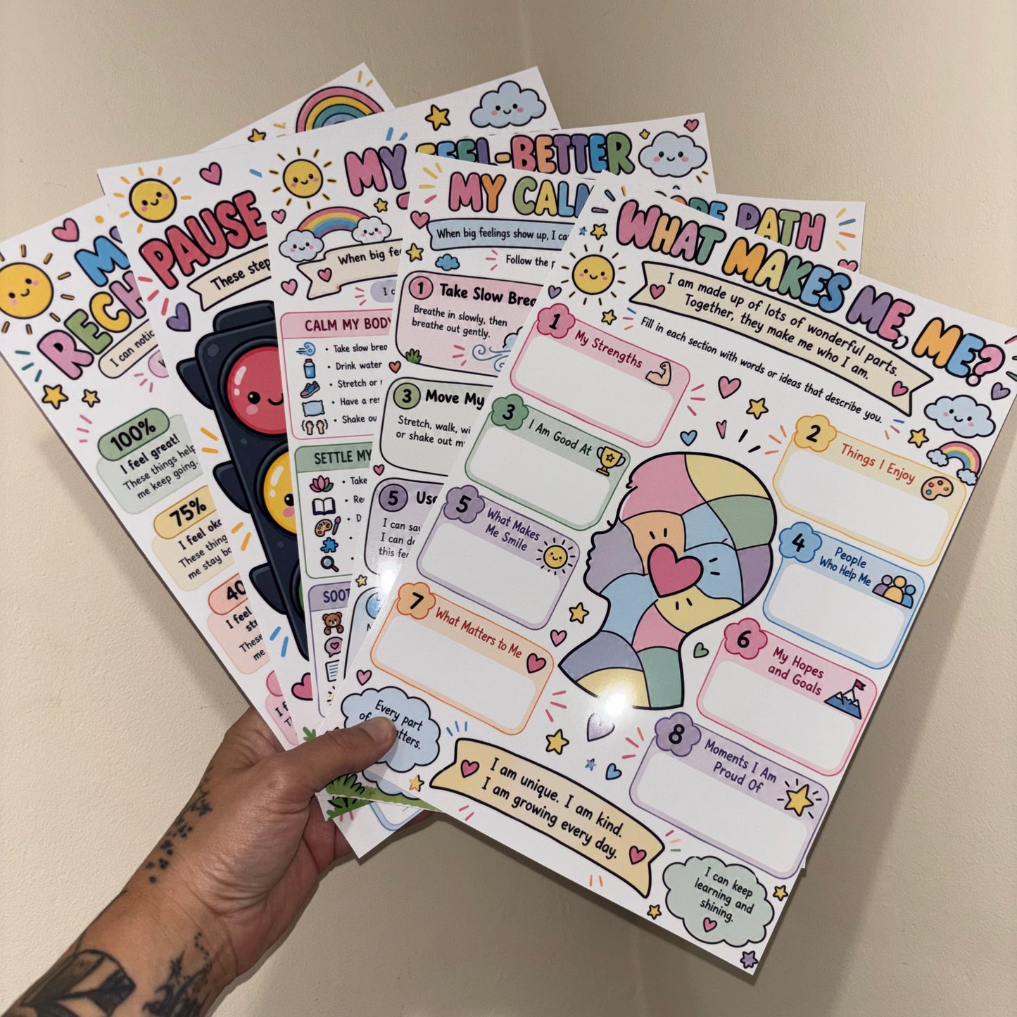 Kids Visual Aids & Emotional Regulation Pack | 5 Printable Worksheets | MRR Included | Digital Download