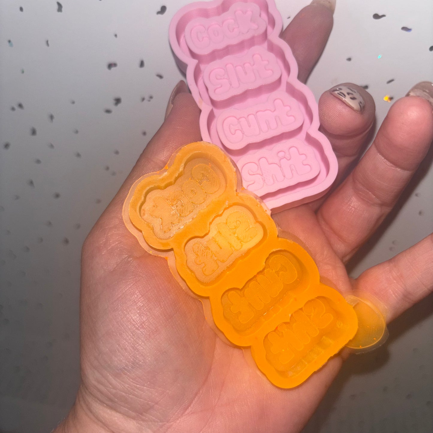 Cock, Slut, Cunt, Shit Wax Melt Topper Mould – Silicone Wax Melt Mould