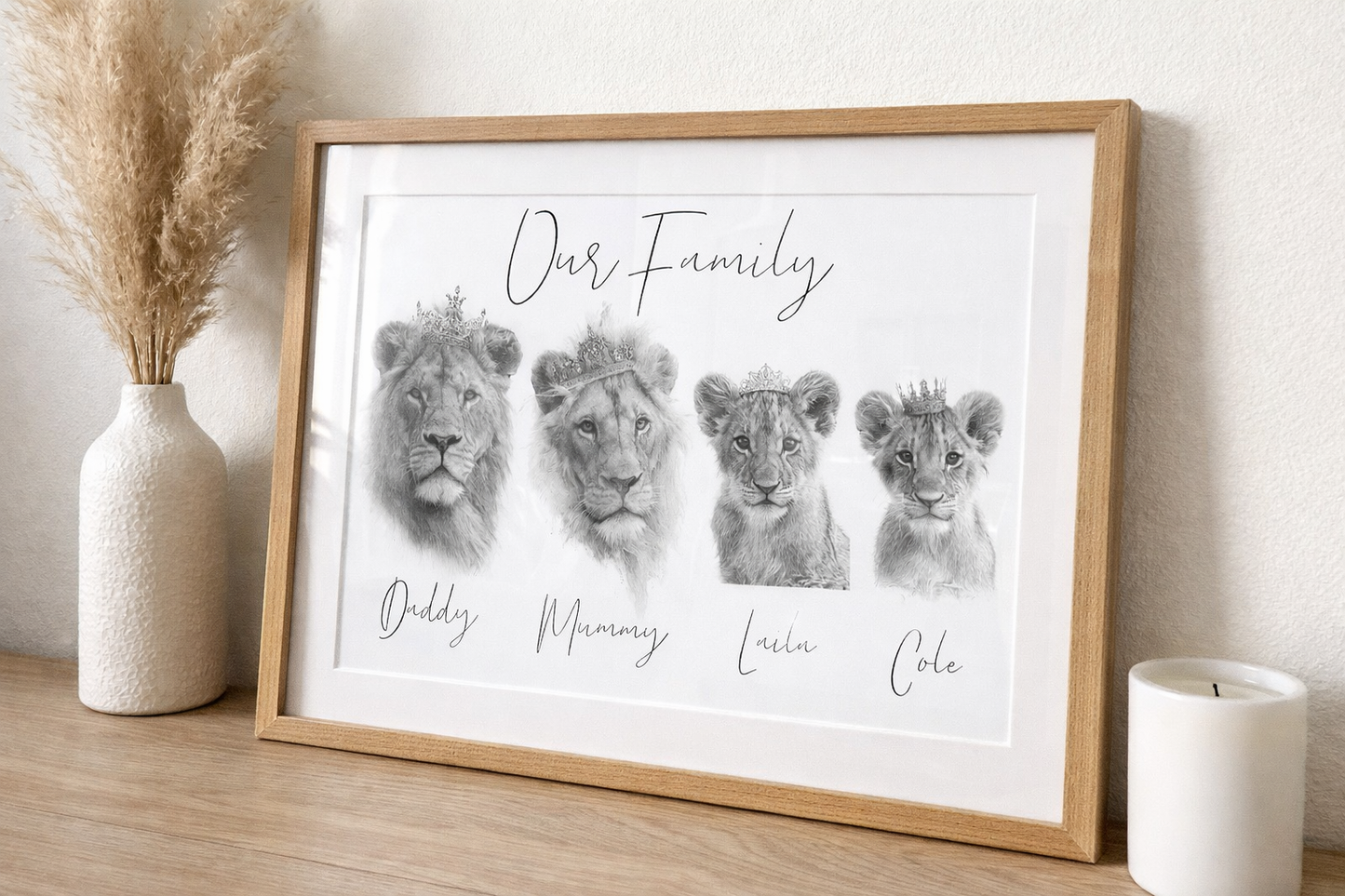 Lion Family Clipart Set – 4 Lion Heads PNG | Family Portrait Creation for Crafters & Designers