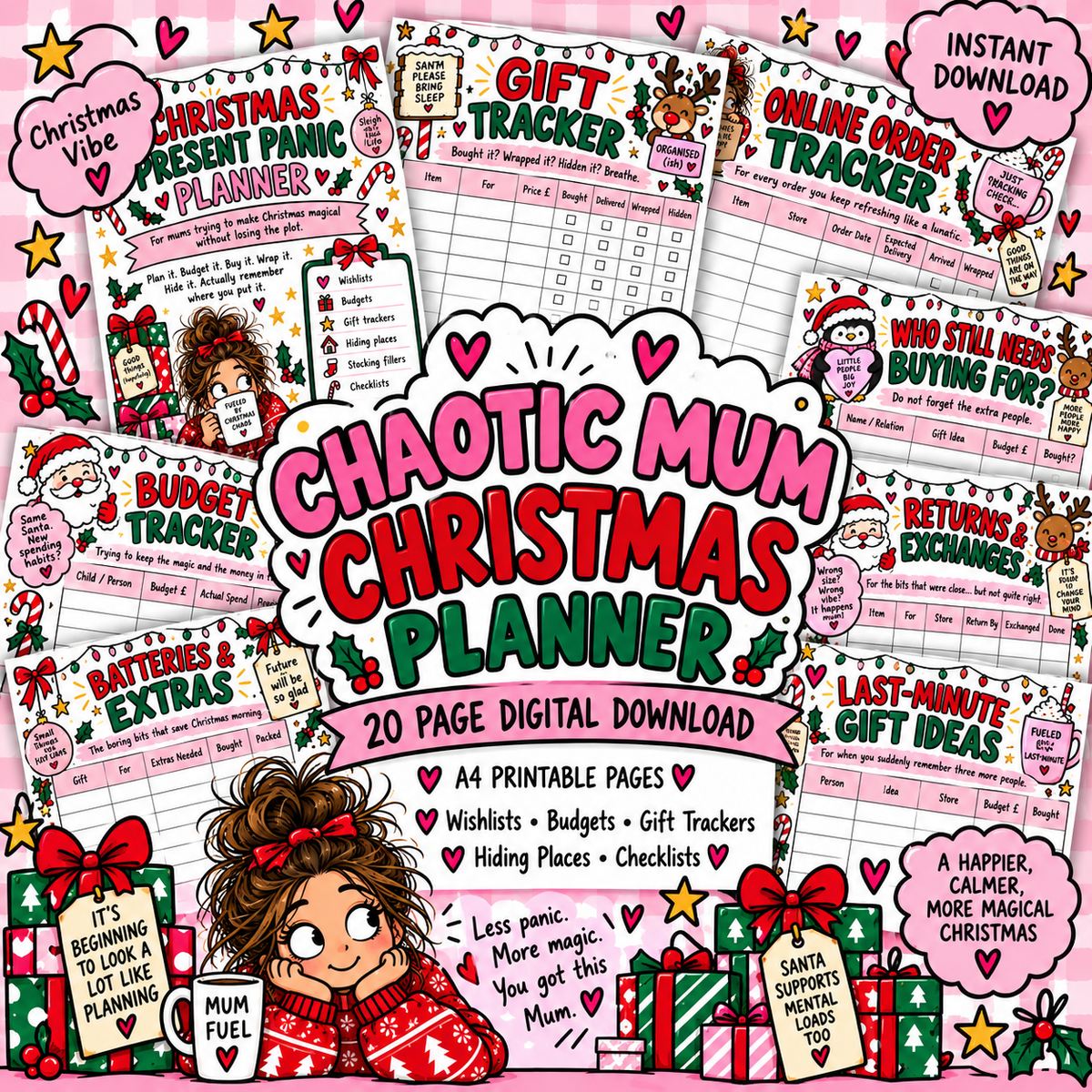 Chaotic Mum Christmas Present Panic Planner | 20 Page A4 Printable PDF Digital Download