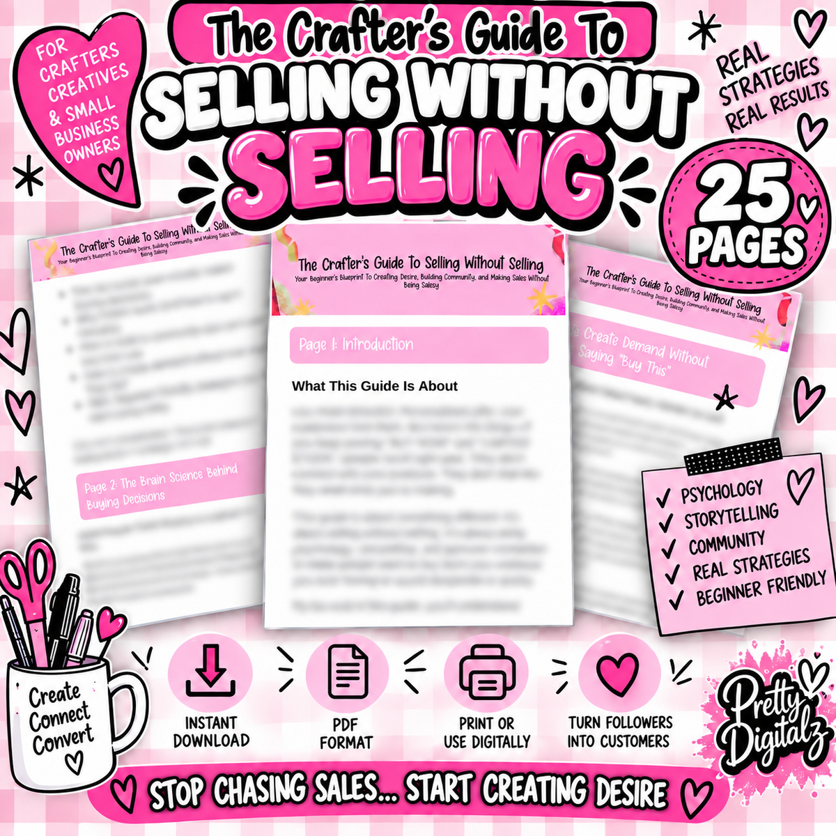 The Crafter’s Guide to Selling Without Selling | 25 Page PDF Digital Download | Small Business Sales & Marketing Guide