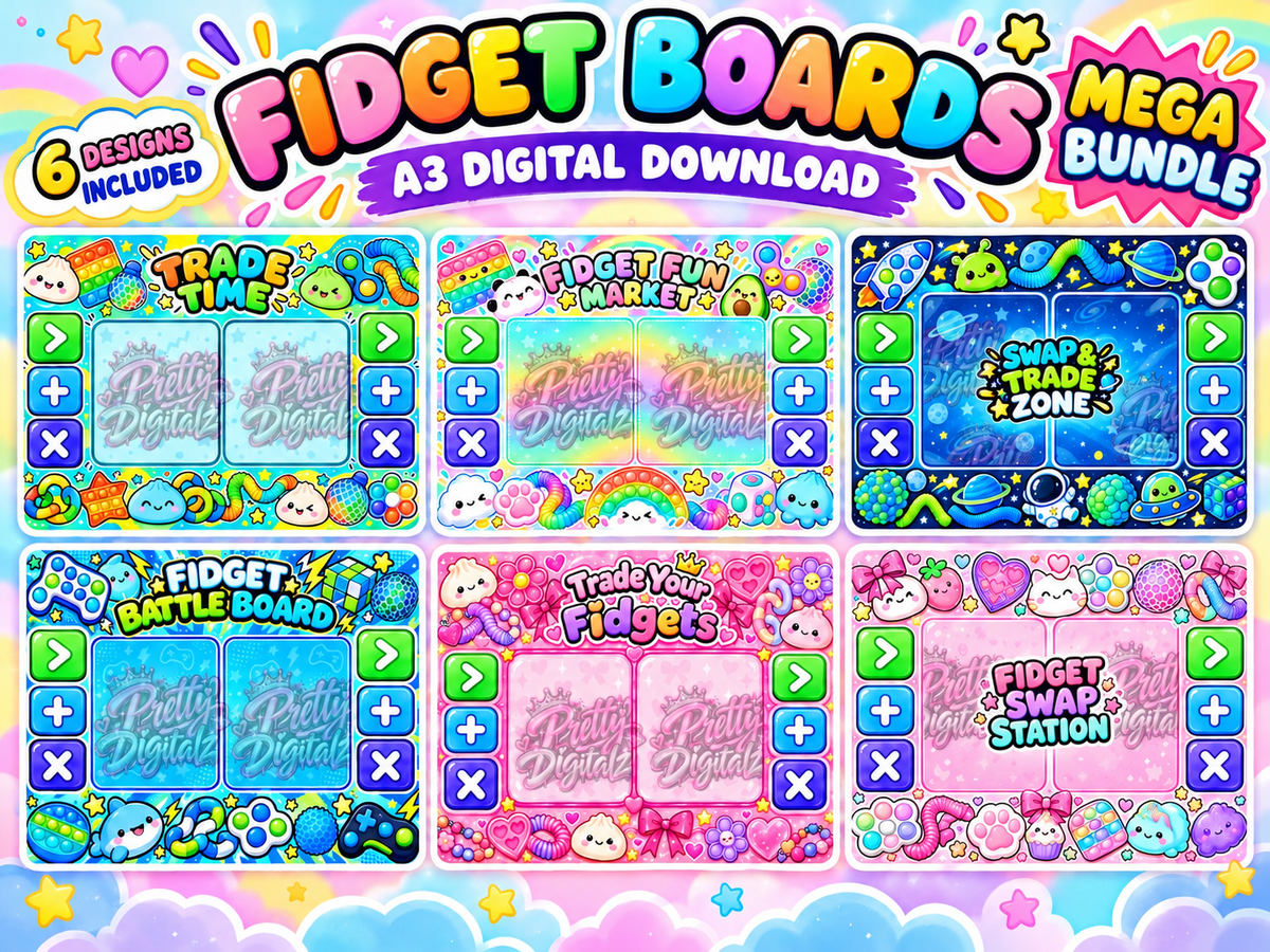 Fidget Trading Boards Mega Bundle | 6 A3 Printable Fidget Swap Mats | Digital Download