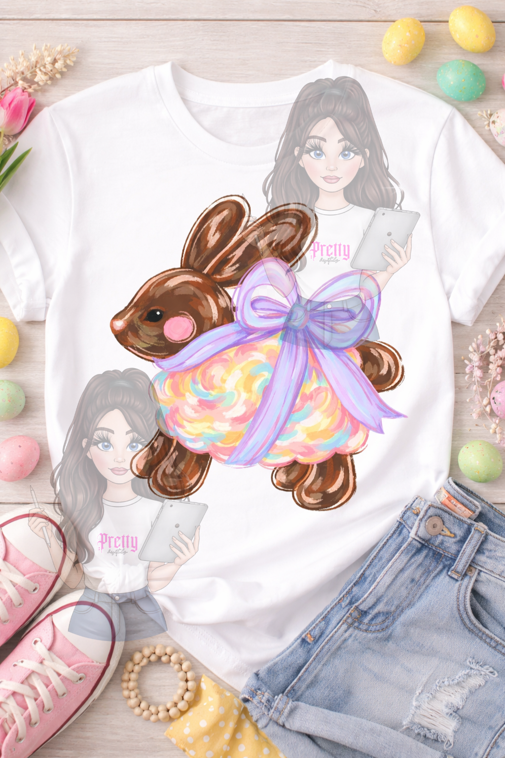 Easter Bunny PNG, Pastel Brushstroke Bunny Design, Cute Easter Sublimation PNG, Kids Easter Shirt Design, Instant Download Digital File