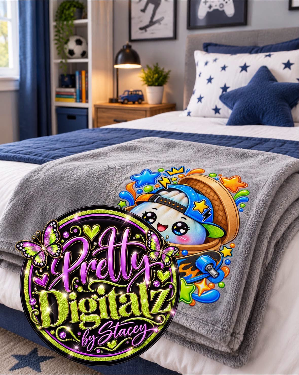 Boys Squishy Dumpling PNG Bundle | 10 Designs | Personalised Blanket Sublimation