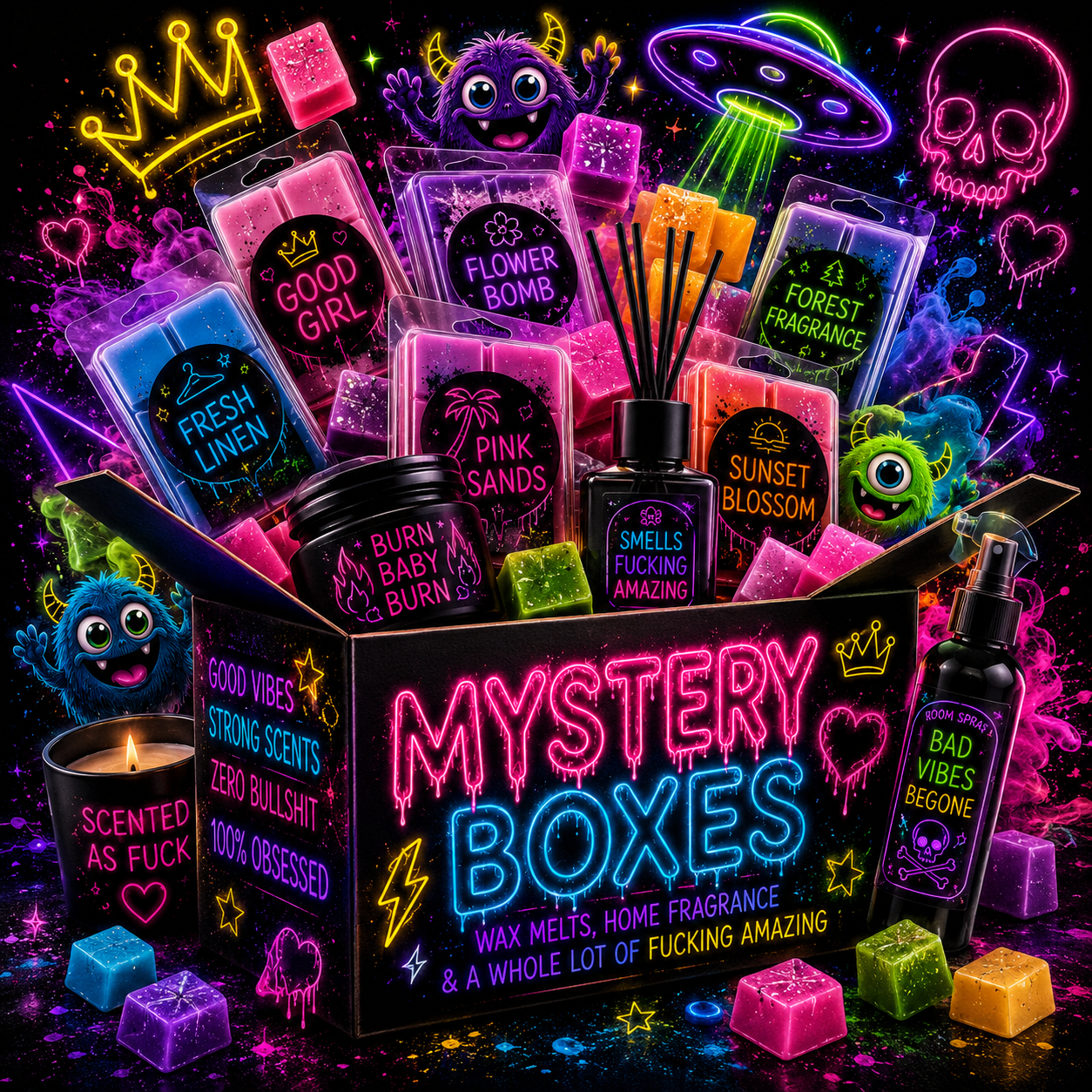 Wax Melt & Home Fragrance Mystery Box | Handmade Scented Gift Box | Surprise Wax Melts & Fragrance Products