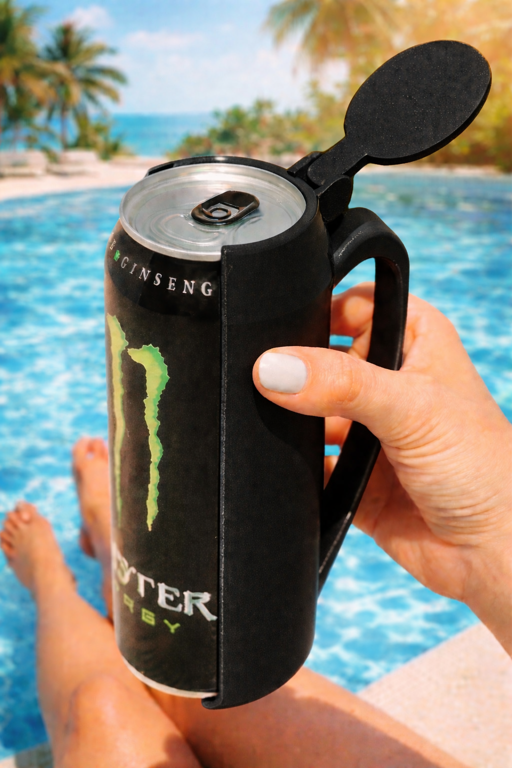 Can Holder with Lid – Fits Monster & Relentless | 3D Printed Drink Holder with Handle