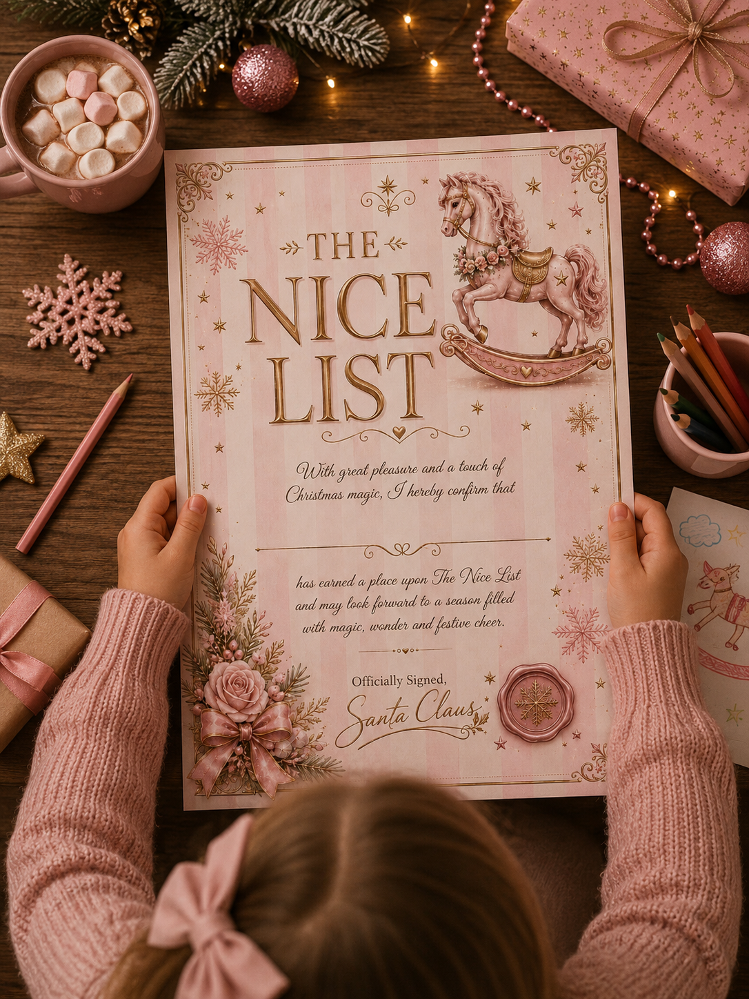 Pay What You Can Afford Personalised Christmas Nice List Certificate | A4 Printed Christmas Certificate| Santa Nice List | Child Christmas Keepsake | Gift from Santa