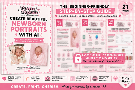 AI newborn portrait prompt guide digital ebook cover
