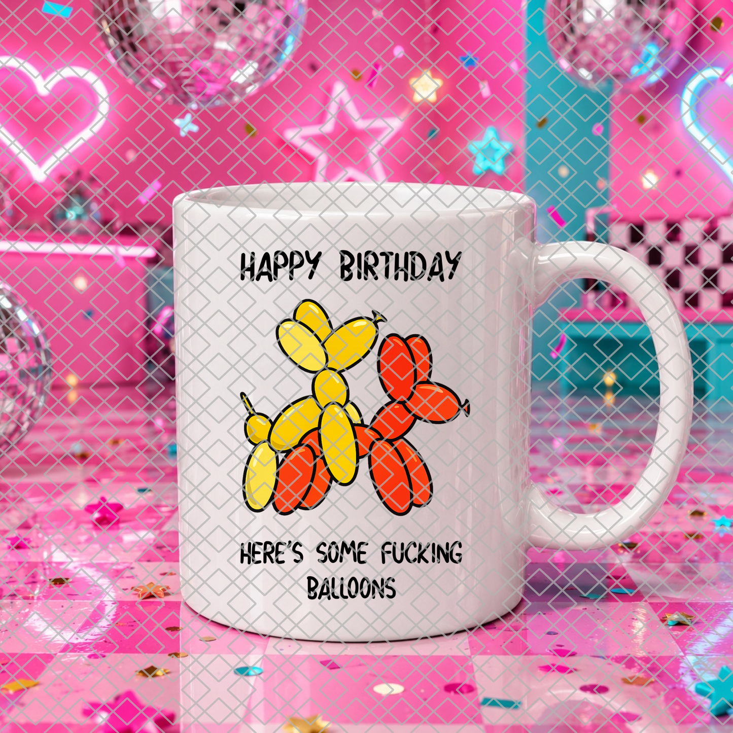 Funny Birthday Mug - Dog Balloon Design - 11oz Ceramic Coffee Mug - Novelty Gift