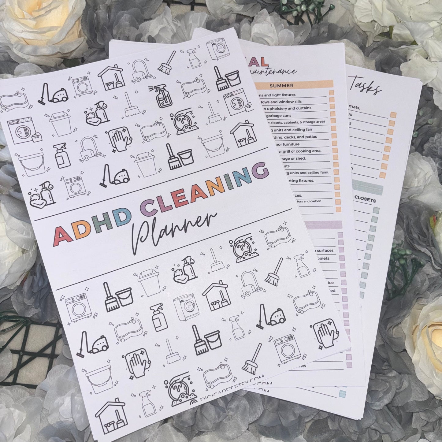 ADHD Cleaning Planner Book | 35 Page Printed & Comb Bound | Daily Weekly Monthly Cleaning Checklist | Neurodivergent Friendly Home Organiser UK