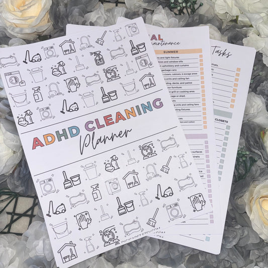 ADHD Cleaning Planner Book | 35 Page Printed & Comb Bound | Daily Weekly Monthly Cleaning Checklist | Neurodivergent Friendly Home Organiser UK