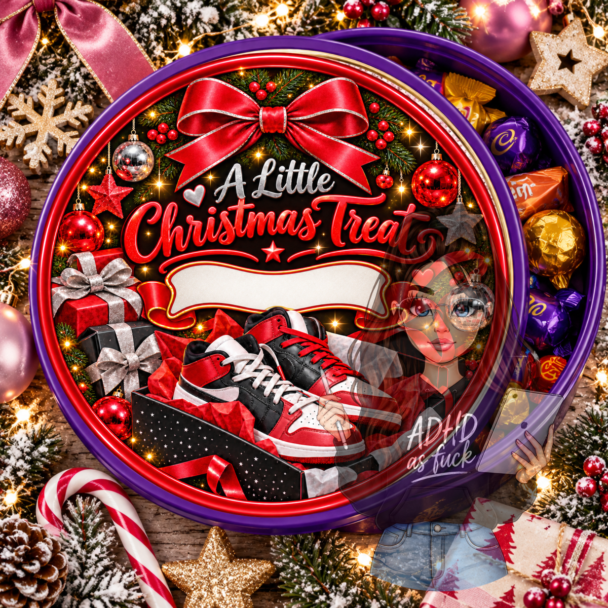 Teen Christmas Treat Topper Sticker PNG Bundle – Set of 10 | Personalised Christmas Chocolate Tub Designs | Digital Download