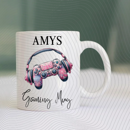 Personalised Gaming Mug PNG – Custom Name Gamer Controller Digital Download Design