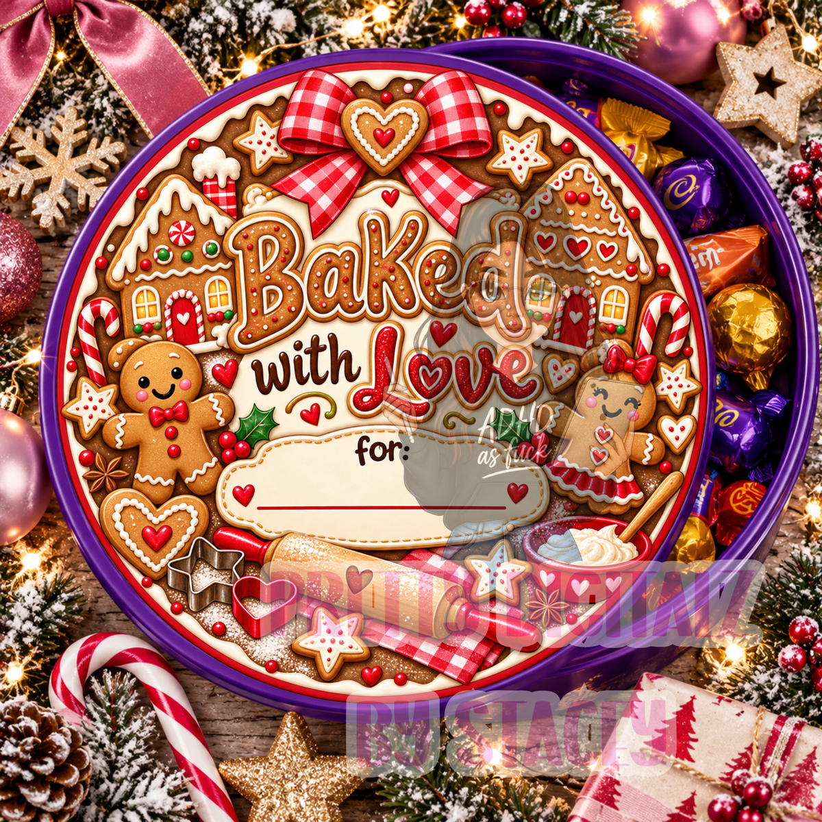Christmas Chocolate Tub Lid Stickers Bundle | Set of 10 Personalised-Ready PNG Designs | 21cm Digital Download | plus Free mock ups