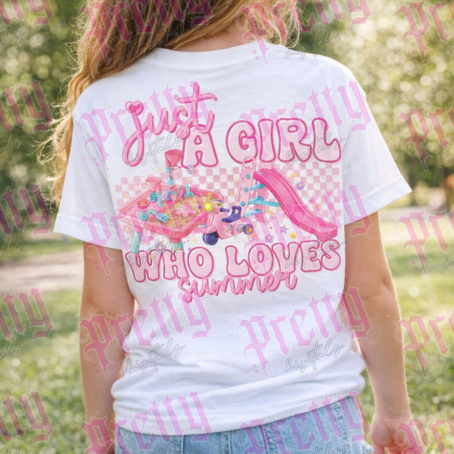 Just A Girl Who Loves Summer PNG – Pink Water Table & Slide Sublimation Design – Cute Girly Summer Digital Download
Mock Up Included