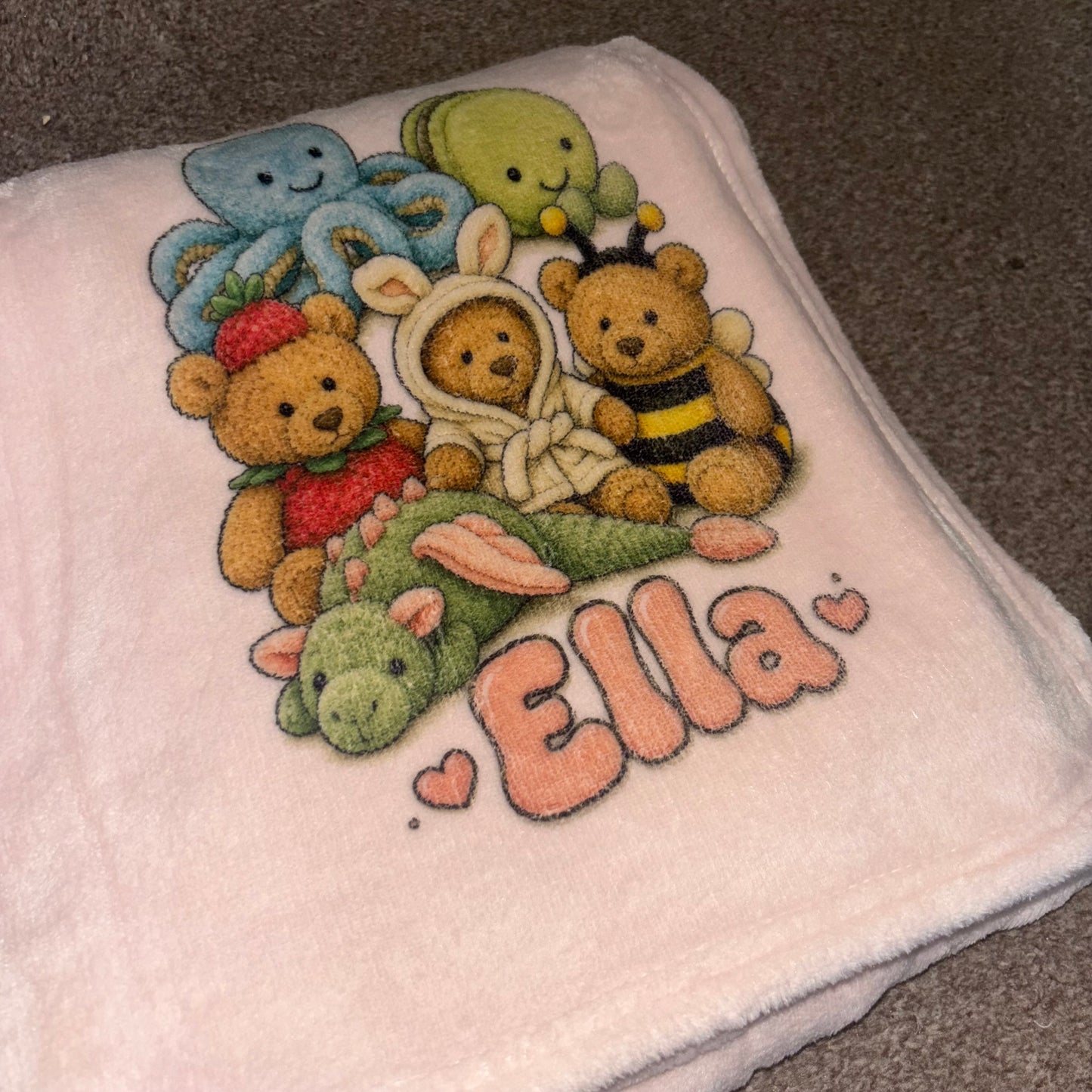 Personalised Jellycat Inspired Plush Blanket | Custom Name Baby Blanket 150x120cm | Soft Fleece Baby Gift | Personalised Teddy Blanket | New Baby Gift | Baby Shower Present