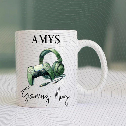 Personalised Gaming Mug PNG – Custom Name Gamer Controller Digital Download Design