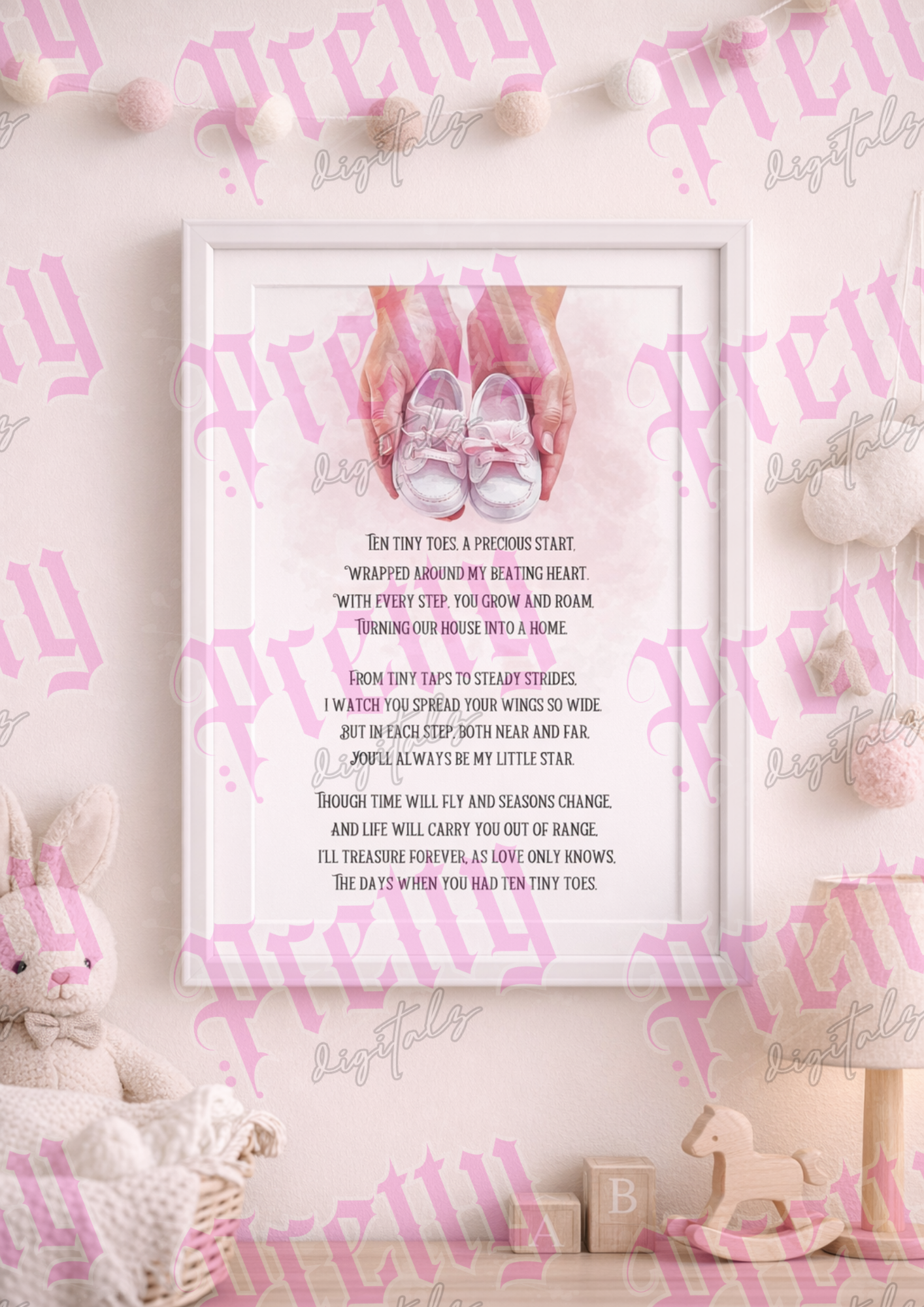 Ten Tiny Toes Nursery Print Digital Download – Baby Poem Wall Art