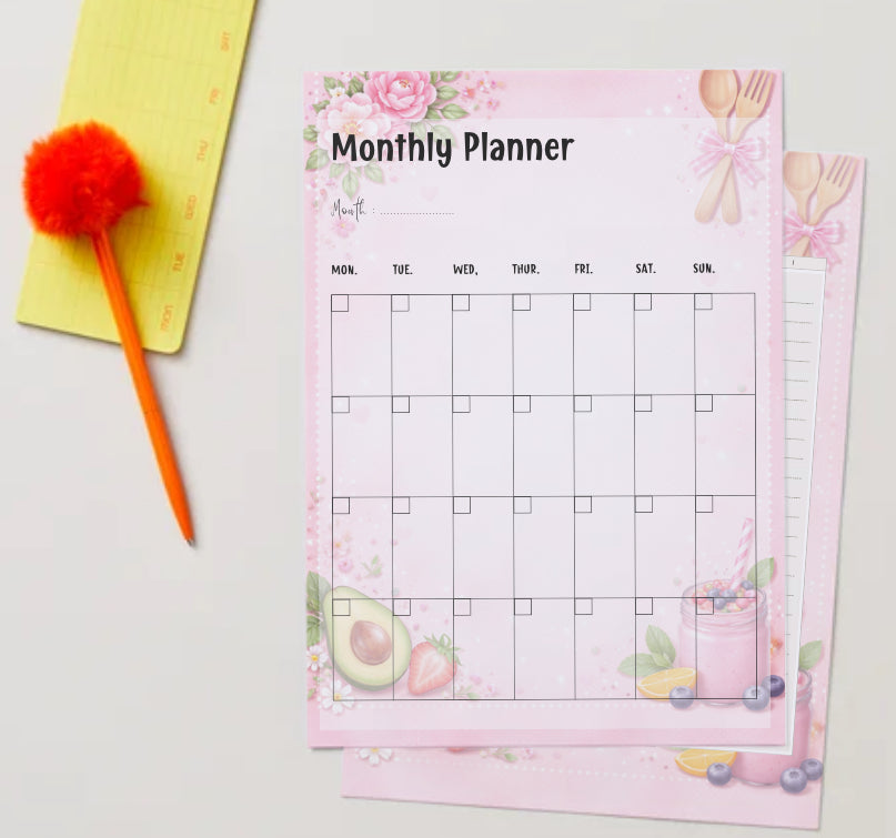 Pink Meal Planner Printable | Weekly & Monthly Meal Planning, Grocery Lists & Self-Care Planner pdf
