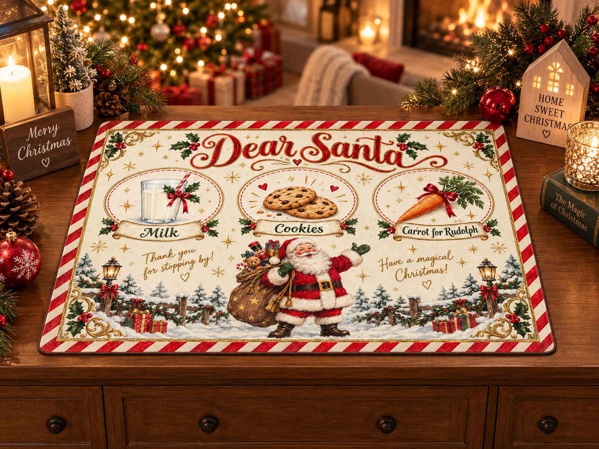 10 Vintage Santa Treat Mat Designs | Christmas Eve Snack Mat Bundle | Milk Cookies & Carrot for Rudolph | Digital Download