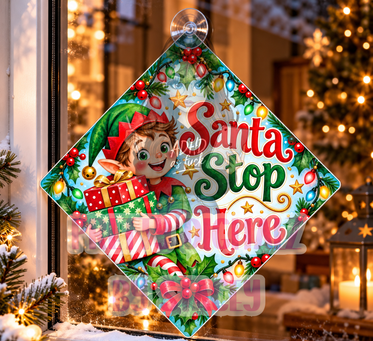 Santa Stop Here Window Sign Bundle | 20 Christmas Digital Designs | Printable Personalised PNGs
