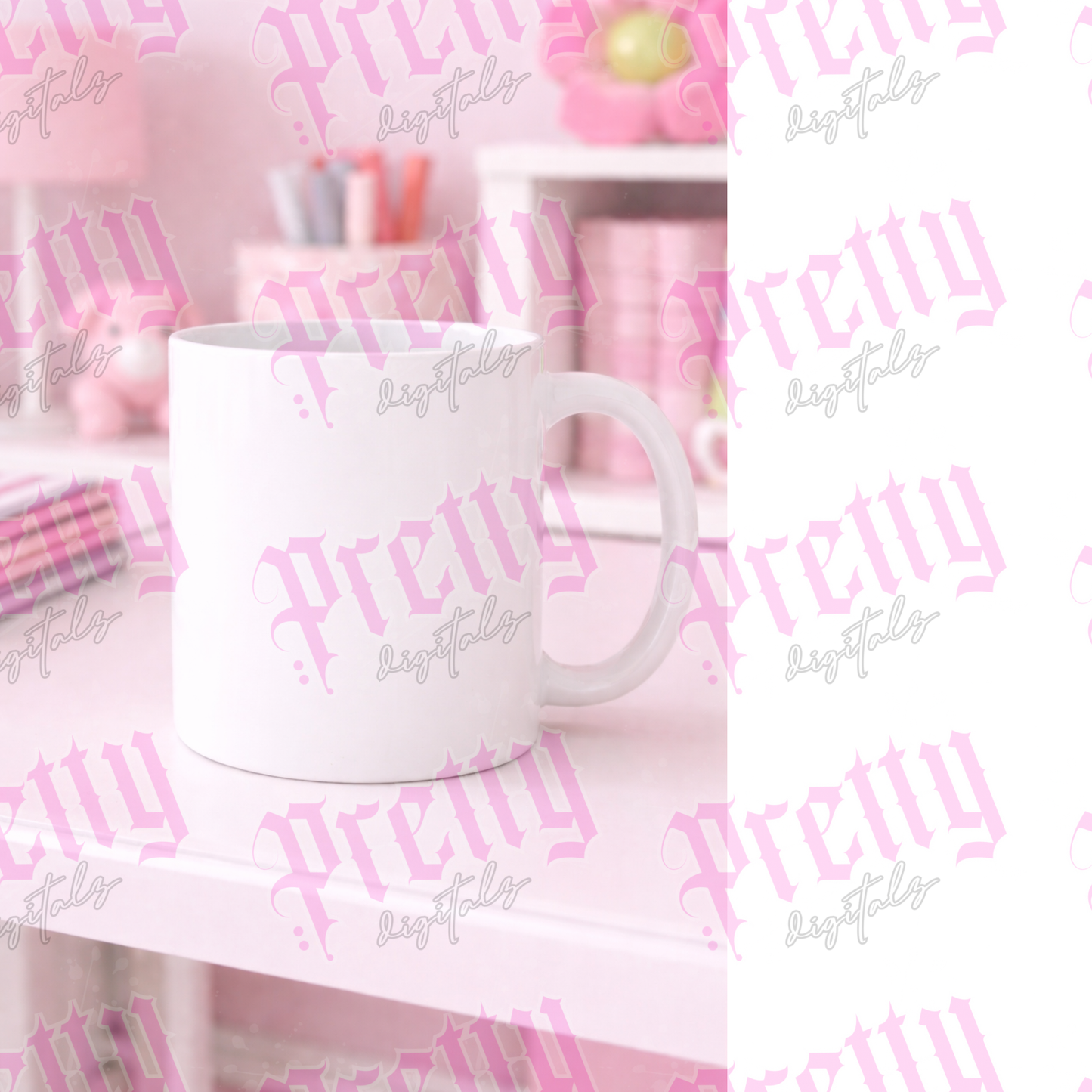 Pink Nursery Mockup Bundle – Cushion, T-Shirt, Mug & Frame Styled Product Display Set
