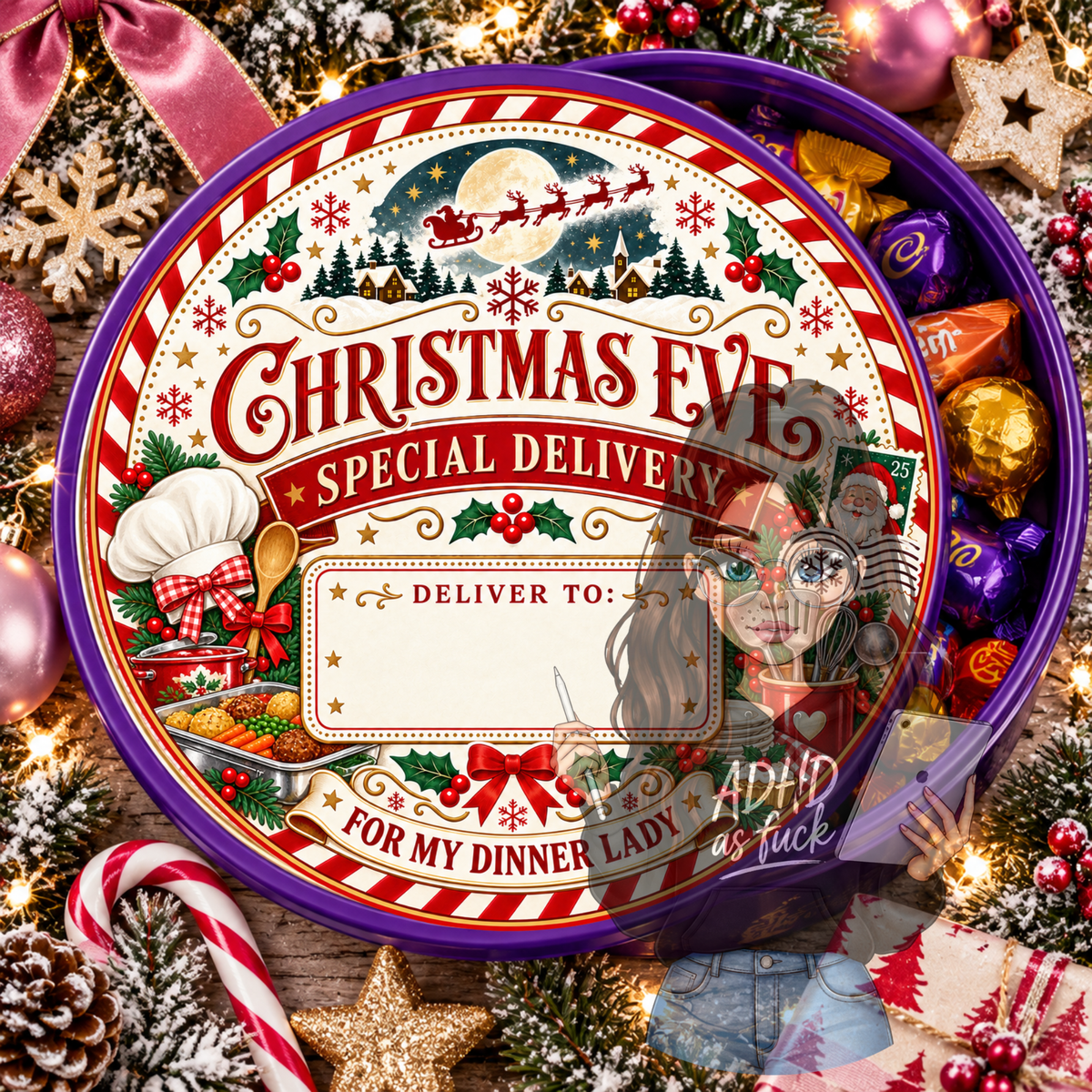 School Staff Christmas Chocolate Tub Lid Designs | Set of 10 PNGs | Teacher Christmas Gift Labels | Digital Download