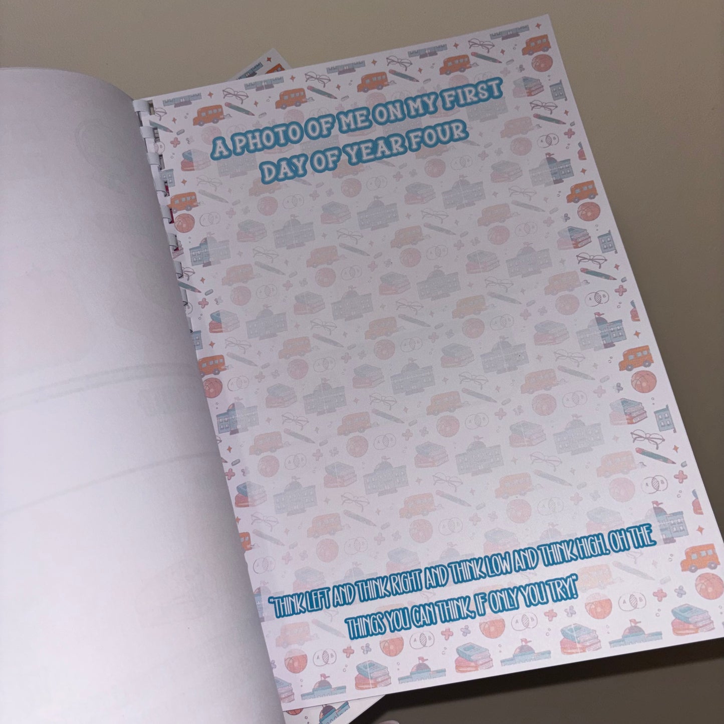 Personalised School Journey Memory Book | Pink or Blue School Years Keepsake | First Day Photos, Memories & Milestones