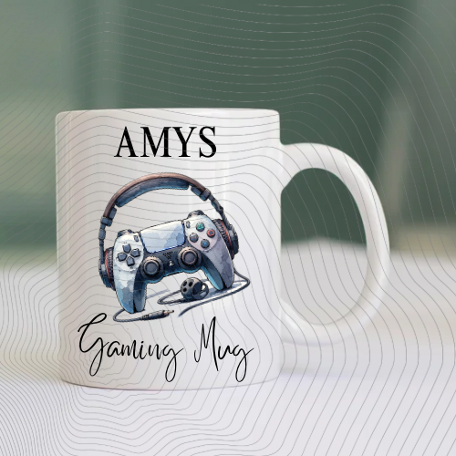 Personalised Gaming Mug PNG – Custom Name Gamer Controller Digital Download Design