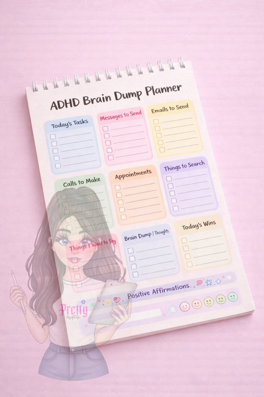 ADHD Brain Dump Planner Printable | A4 Daily Reset Notepad | Cute Productivity Planner | Neurodivergent Friendly To Do List | Digital Download