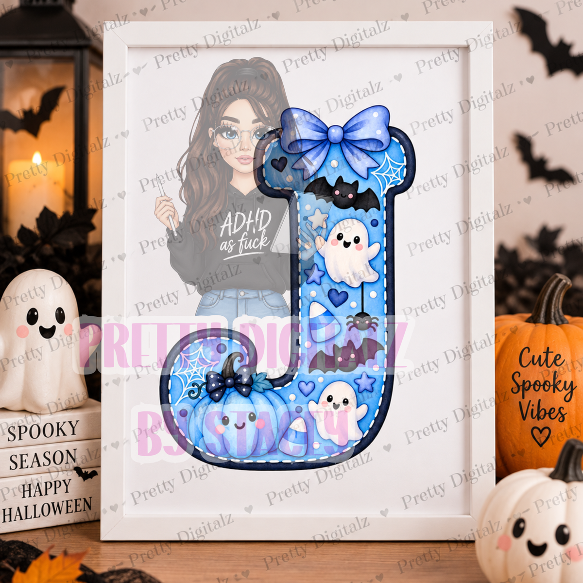 💙 Blue Halloween A–Z Alphabet PNG Set | Cute Spooky Alpha Digital Download