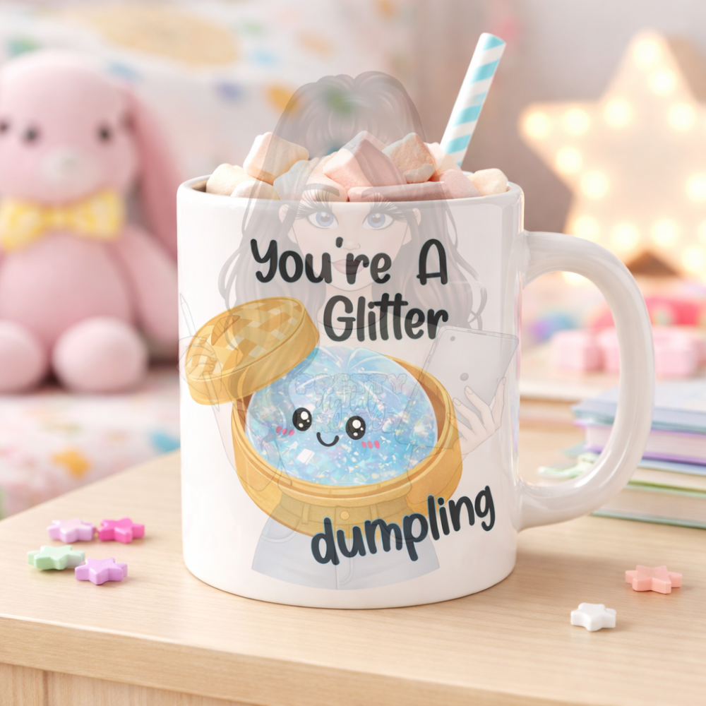 6 Cute Dumpling PNG Bundle | Kawaii Glitter Dumpling Designs | Funny Quote Sublimation Files | Mug & T-Shirt Designs | Instant Download