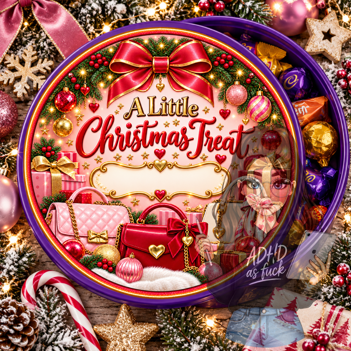 Teen Christmas Treat Topper Sticker PNG Bundle – Set of 10 | Personalised Christmas Chocolate Tub Designs | Digital Download