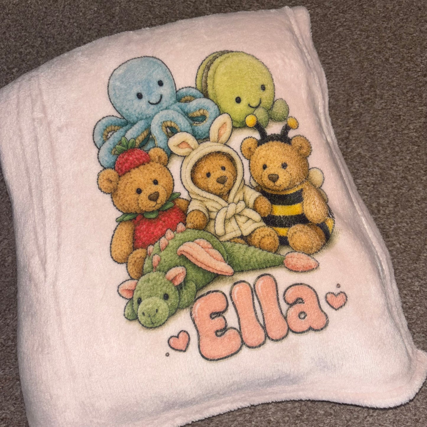 Personalised Jellycat Inspired Plush Blanket | Custom Name Baby Blanket 150x120cm | Soft Fleece Baby Gift | Personalised Teddy Blanket | New Baby Gift | Baby Shower Present