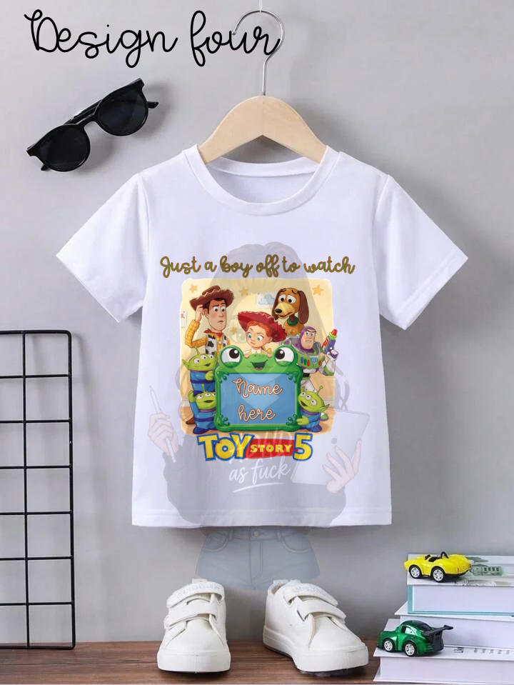 🎬 TStory Movie Trip T-Shirt | Personalised Children’s Cinema T-Shirt | Toy Story Birthday Tee | Ages 1-2 to 12-13 Years