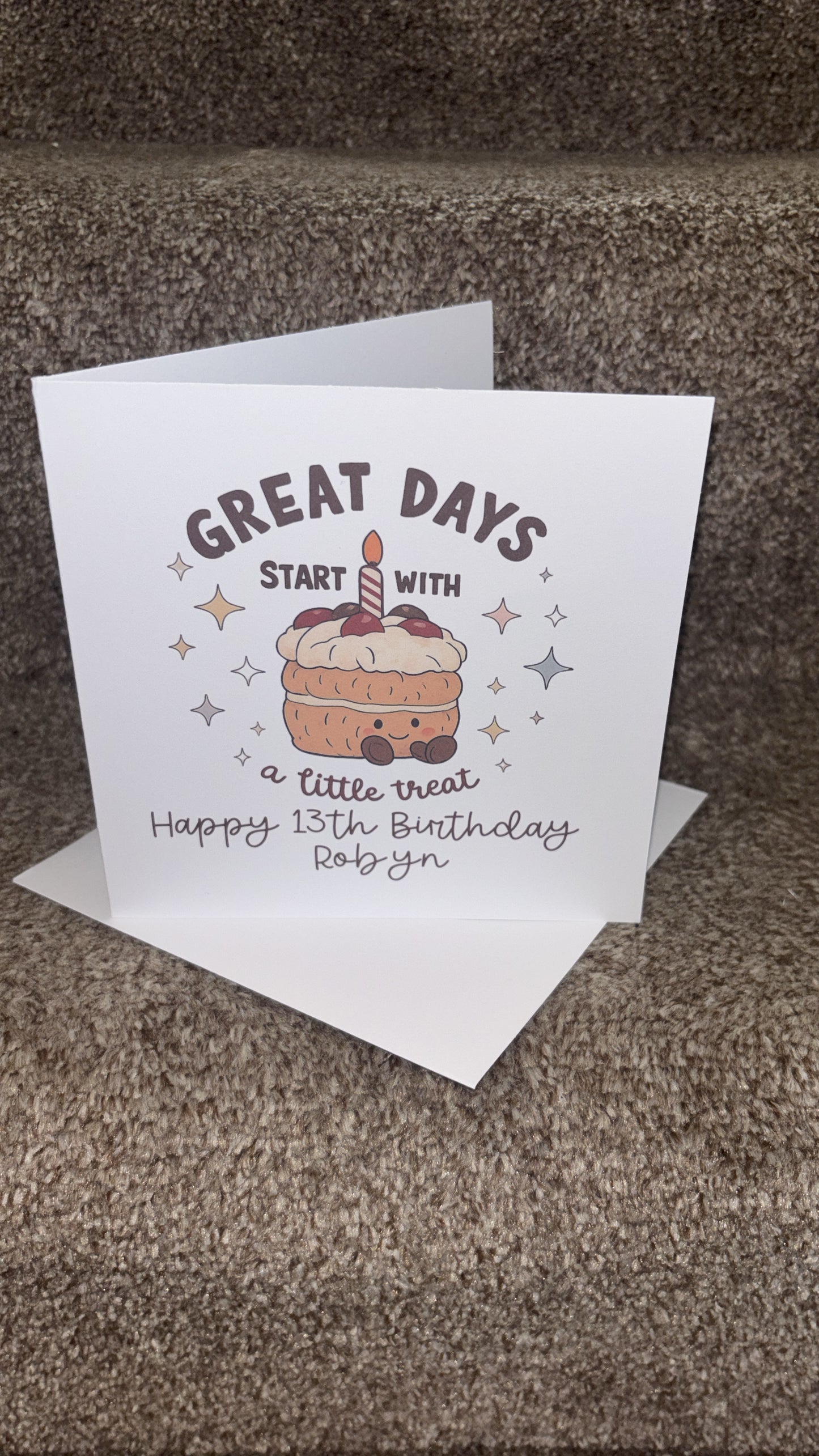 Personalised Jellycat Inspired Birthday Card | Custom Name Card | Cute Birthday Treat Card | 6x6 Inch Greeting Card | Jellycat Style Birthday Card
