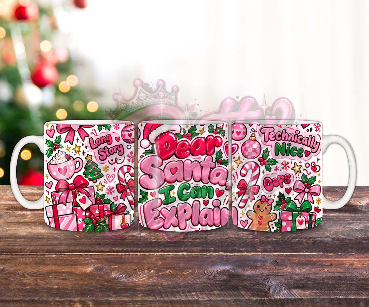 Funny Christmas Mug Wrap Bundle | 10 Pink Girly Christmas Sublimation Designs | 11oz Mug PNG Digital Download
