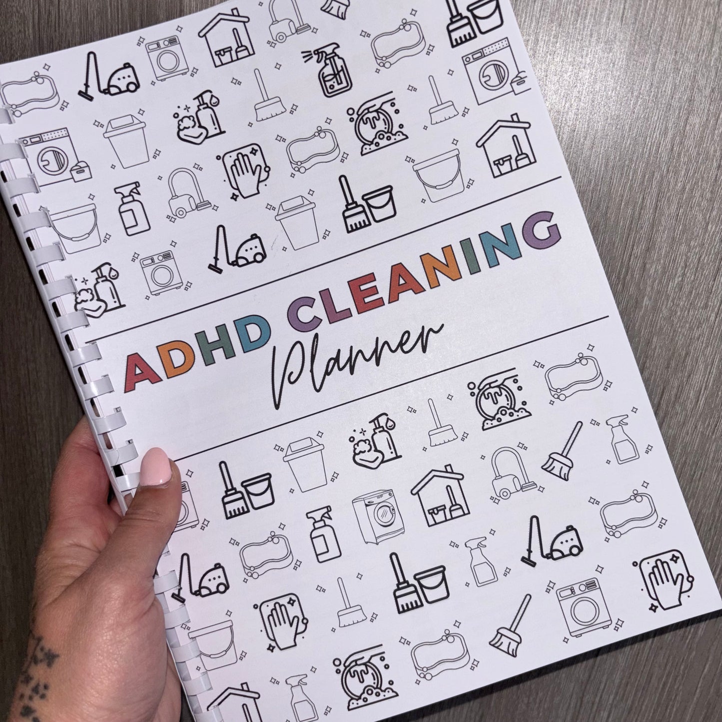 ADHD Cleaning Planner Book | 35 Page Printed & Comb Bound | Daily Weekly Monthly Cleaning Checklist | Neurodivergent Friendly Home Organiser UK